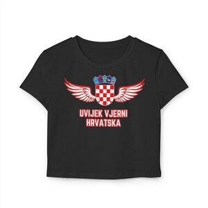 Uvijek Vjerni Hrvatska Crop Top, Croatia Graphic Baby Tee, Organic Cotton Croatian Pride Shirt, Soccer Fan Gift image 5