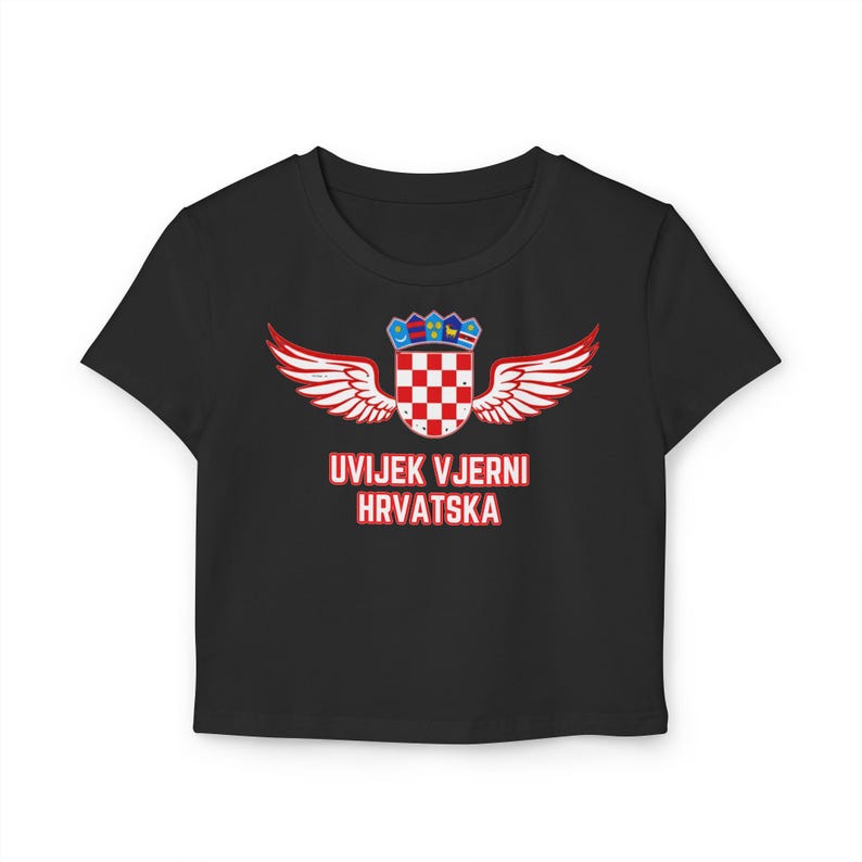 Uvijek Vjerni Hrvatska Crop Top, Croatia Graphic Baby Tee, Organic Cotton Croatian Pride Shirt, Soccer Fan Gift image 5