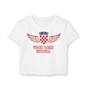Uvijek Vjerni Hrvatska Crop Top, Croatia Graphic Baby Tee, Organic Cotton Croatian Pride Shirt, Soccer Fan Gift image 4