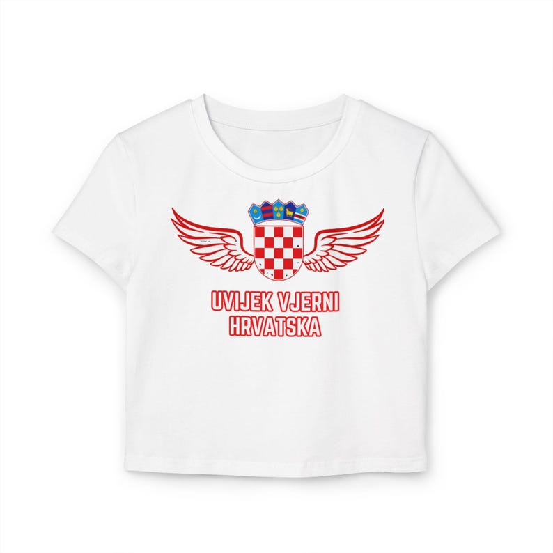 Uvijek Vjerni Hrvatska Crop Top, Croatia Graphic Baby Tee, Organic Cotton Croatian Pride Shirt, Soccer Fan Gift image 4