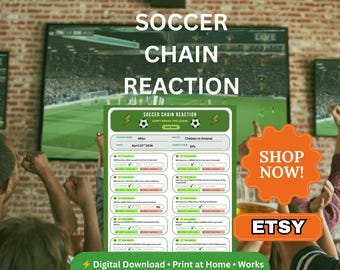 Soccer Chain Reaction Game | Watch Party Prediction Game | 3 Difficulty Levels | Digital Download PDF | Football Match Day