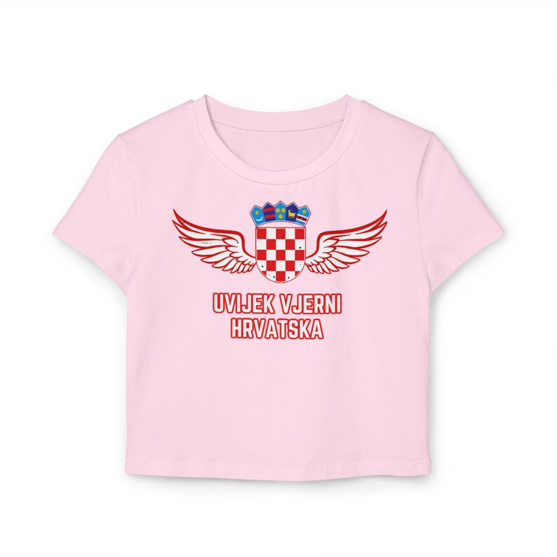 Uvijek Vjerni Hrvatska Crop Top, Croatia Graphic Baby Tee, Organic Cotton Croatian Pride Shirt, Soccer Fan Gift image 6