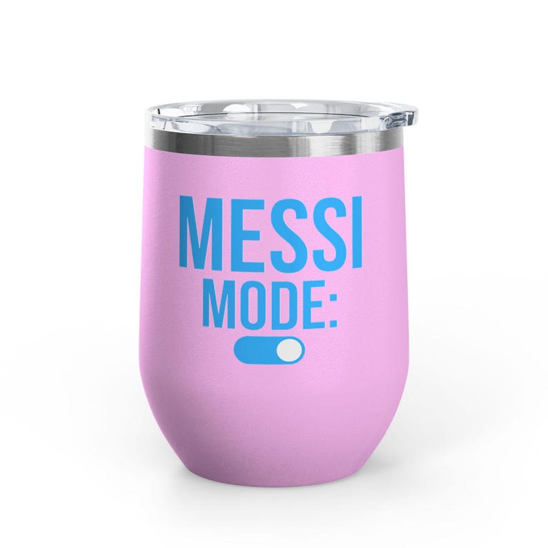 Messi Mode On Wine Tumbler 12oz | Soccer Fan Gift | Funny Football Tumbler Light Purple