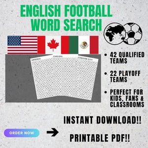 Sopa de letras del Mundial 2026 / Actividad de 64 equipos de fútbol (Patrón PDF)