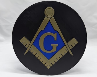 Placa de escritorio con escuadra y compás masónicos, arte de pared, masón, Shriner, Logia Azul