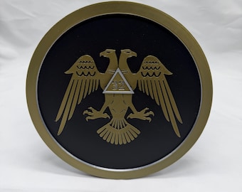 Placa de pared de masón del Rito Escocés, grado 32, PLA - Regalia de la Logia Masónica, redonda de 8,5"