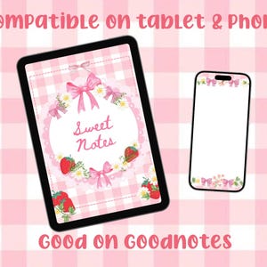 Strawberrycore Blank Notepad, Pink Bow (Digital Download, 75 Pages)