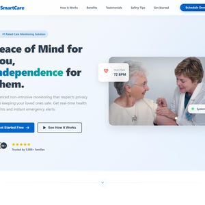 Modello di landing page HTML CSS JS reattivo per la demo di SmartCare Elderly Care Health Tech immagine 4