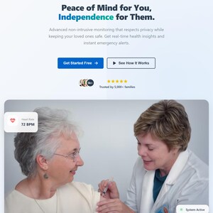 Modello di landing page HTML CSS JS reattivo per la demo di SmartCare Elderly Care Health Tech immagine 2