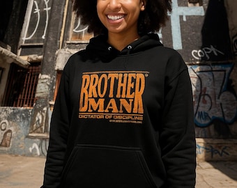 Brotherman Dictator of Discipline Hoodie | Champion S700 Black Hoodie | Retro Comic Art Streetwear | Unisex Premium Hoodie