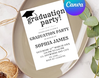 Graduation Party Invitation, Graduation Invitation Template, College Graduation, University Graduation, High School, Graduation Party Invite