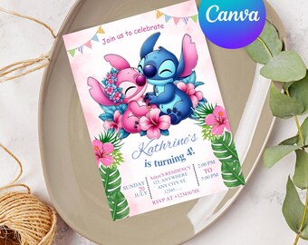 Stitch Birthday Invitation Template: Editable Party Invite (Digital Download)