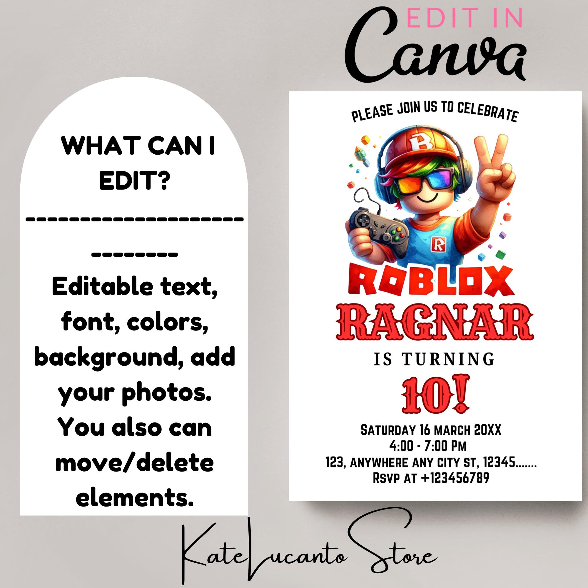 Roblox Invitation, Roblox Invite, Game Party, Roblox Boys Birthday ...