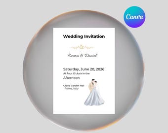 Editable Wedding Invitation Template Canva, 5x7 Wedding Invite, Instant Download, Printable Wedding Invitation, Modern Wedding Invite