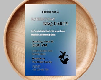 Father's Day BBQ Party Invitation Template Editable Canva Invitation 5x7 Fathers Day Barbecue Party Invite Instant Download