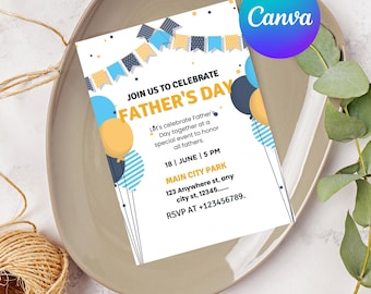 Father's Day BBQ Invitation Template Editable Canva Invite Printable Father's Day Party Invitation 5x7 Digital Download