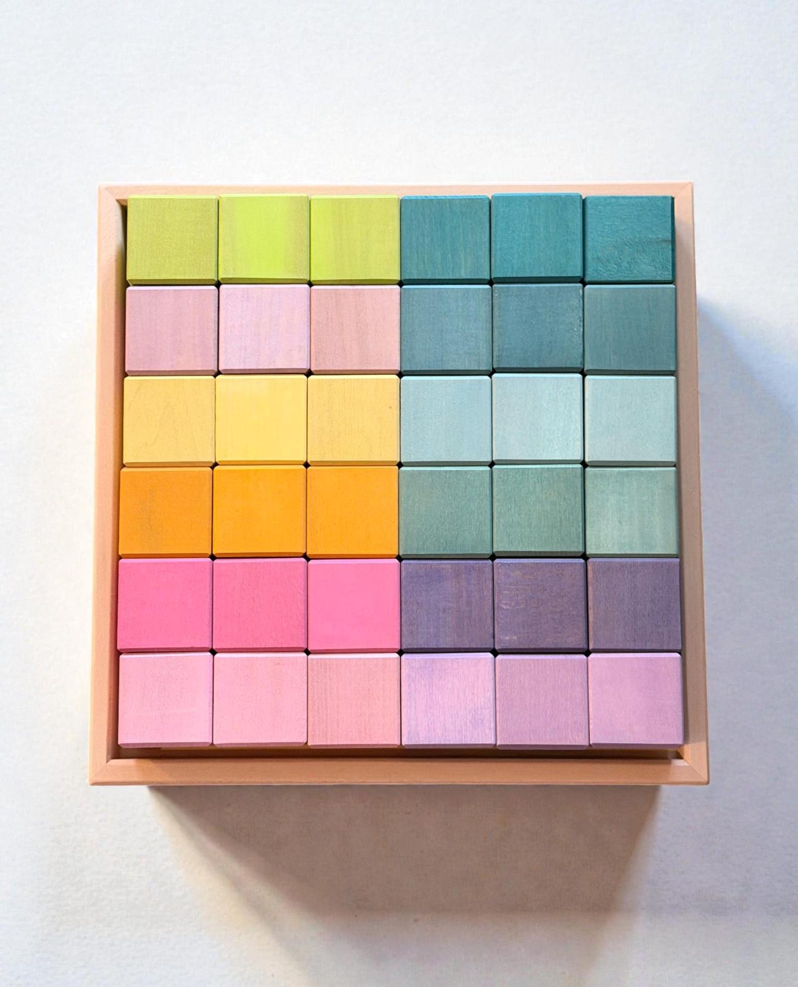 Handcrafted Wooden Mosaic Cubes With Tray | Waldorf Montessori Building ...