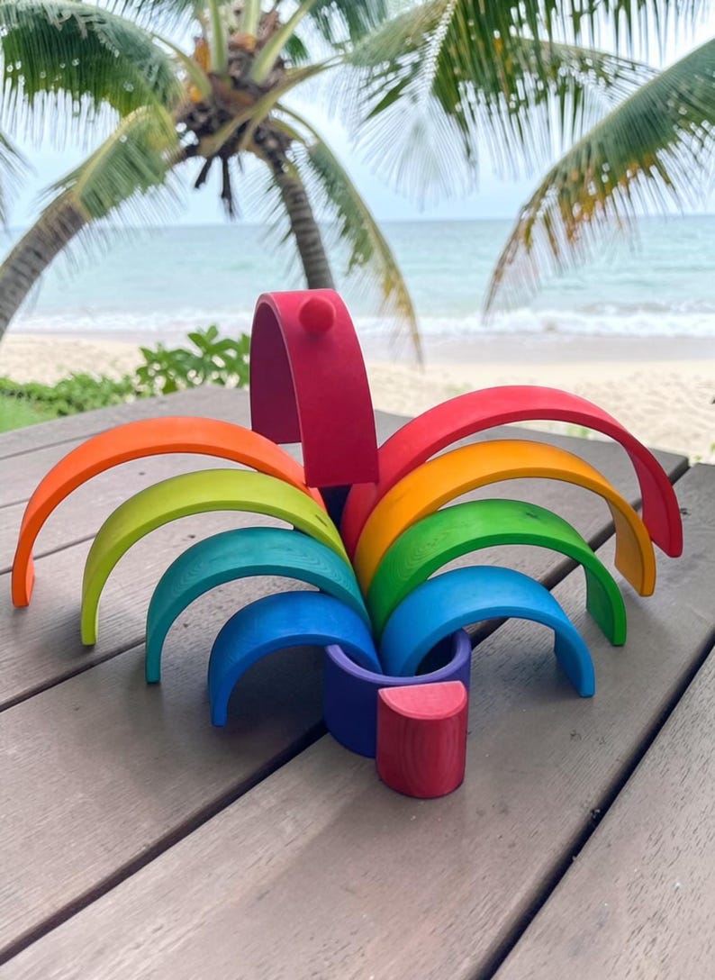 Handcrafted Wooden Rainbow Stacker| Montessori Waldorf Open-ended Play ...