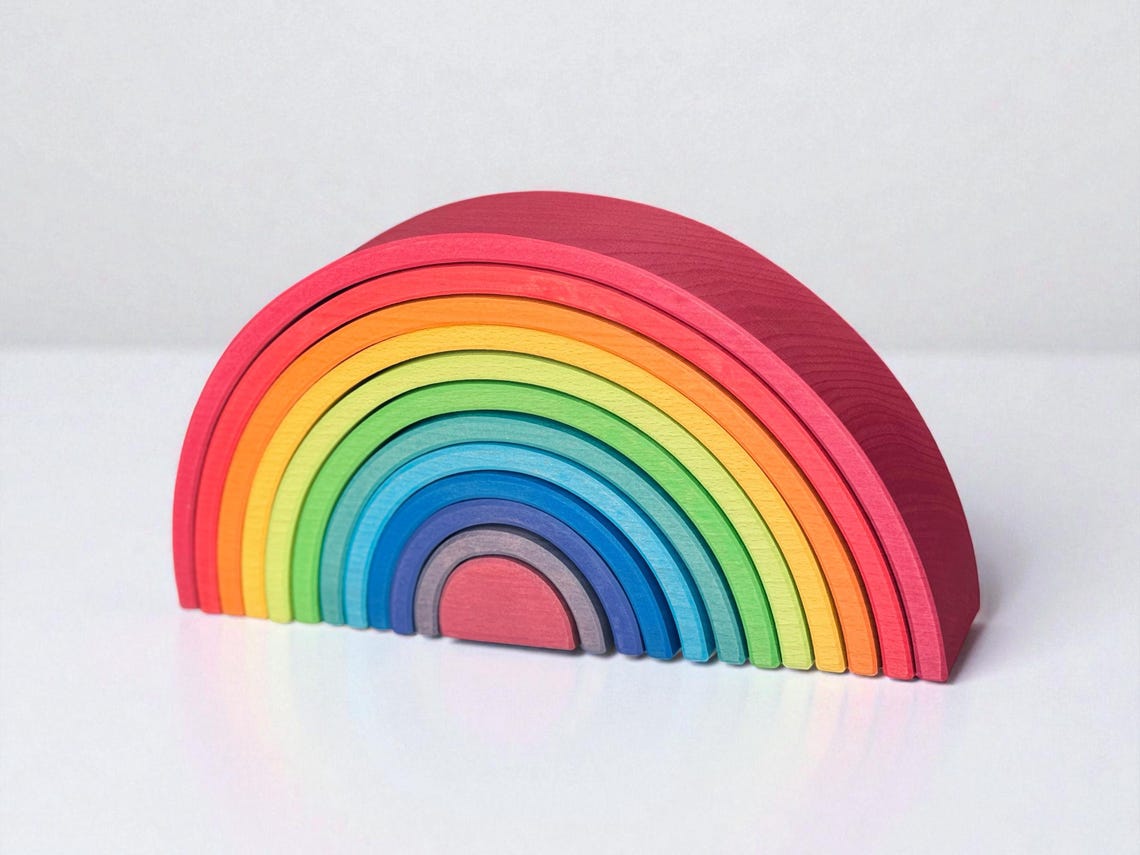 Handcrafted Wooden Rainbow Stacker| Montessori Waldorf Open-ended Play ...