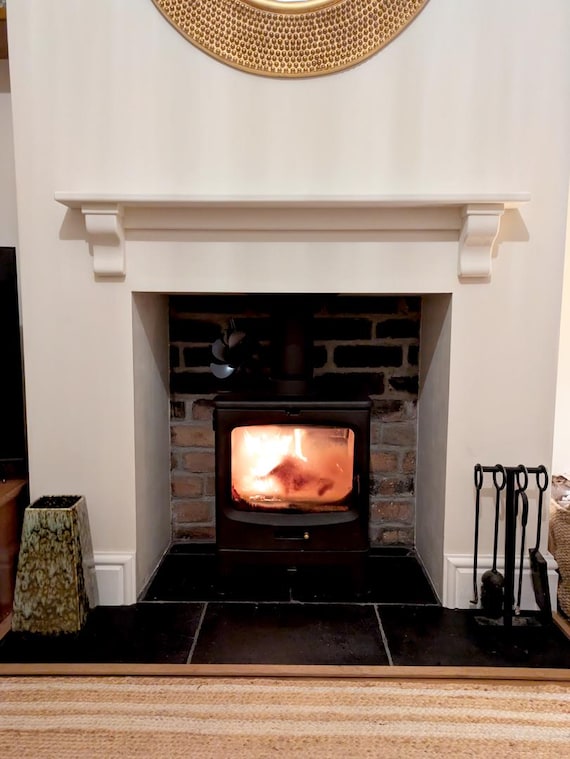 Minimalist Natural Pine Floating Mantel Shelf with Corbels:  Custom Made-to-Order