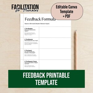 Feedback Formula Worksheet | SBI Model, Performance Review (Printable PDF)