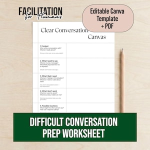 Difficult Conversation Canvas | Communication Worksheet (Printable PDF + Canva)