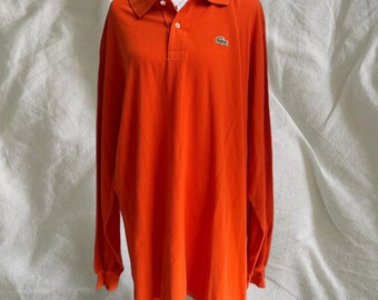 Vintage Lacoste Neon Orange Long Sleeve Polo Shirt Size 8