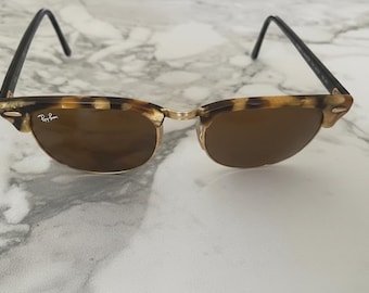 Gafas de sol Ray-Ban RB3016 Clubmaster Tortoise, montura marrón oscuro y negra, lentes marrones, 51 mm, usadas