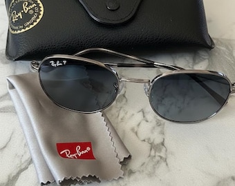 Ray-Ban RB 3809 Gunmetal 004/S3 53-20 blaue Linse Sonnenbrille Gebraucht