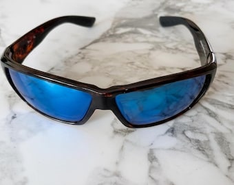 Gafas de sol Costa Tuna Alley con montura de tortuga, 580 espejo azul, lentes 62-11-115, usadas
