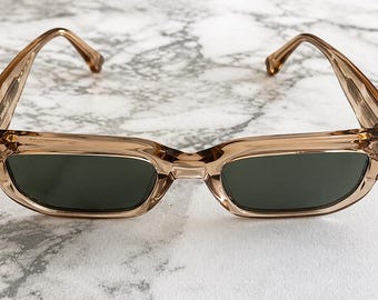 GIGI Studios Sunglasses COBAIN 6558/9 Polarized Green Lenses 51-20-150 Clear Brown Frame Pre-Owned