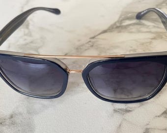 Lilly Pulitzer Positano Sonnenbrille 52-16 140 gv Blaue Gläser Navy authentische Rahmen Pre-Owned