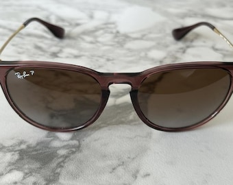 Ray-Ban Sunglasses Erika RB4171 6593/T5 54-18 145 3P Brown Lenses Crystal Pink Pre-Owned