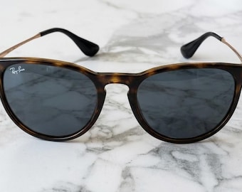 Ray-Ban RB4171 ERIKA Sonnenbrille 6390/80 54-18 145 Blaue Gläser Tortoise & Goldrahmen Gebraucht
