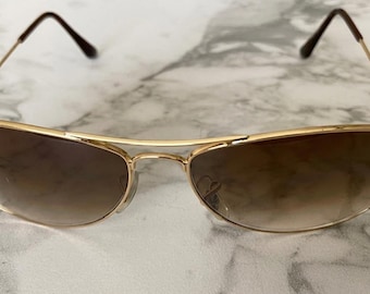 Ray-Ban RB3362 COCKPIT Sunglasses 001/51 59-14 2N Brown Lenses Gold Frame Pre-Owned