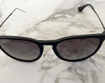 Ray-Ban RB4171 ERIKA Sunglasses 622/T3 Polarized Black Lenses Matte &Metal Black Frame Pre-Owned