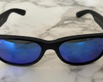 Ray-Ban RB2132 New Wayfarer Sunglasses 622/17 55-18 145 3N Blue Mirror Black Matte Frame Pre-Owned