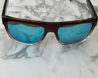 Vintage Bajio Caballo Whiskey Fade Gloss Frame w/blue Mirror Polarized Polycorbonate Lens Pre-Owned
