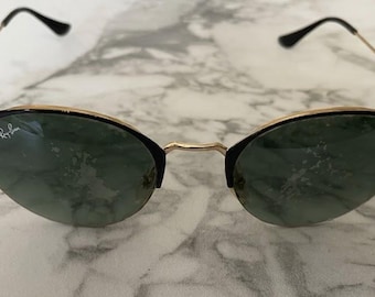 Ray-Ban RB3578 Sunglasses 187/11 50-22 145 3N Black Lenses Metal Gold Frame Pre-Owned