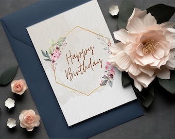 Best Friend Birthday Card – Bestie Birthday Printable, Folded 5x7 Greeting Card, Digital Download, Floral Birthday Card for Friend