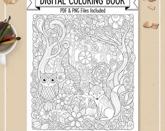 Libro para colorear infantil, 80 páginas, animales, alfabeto (descarga digital)