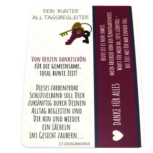 Abschiedsgeschenk Erzieherin, Geschenk Abschied Kindergarten, bunter Schlüsselanhänger mit liebevoller Postkarte Lieblingsmanufaktur image 3