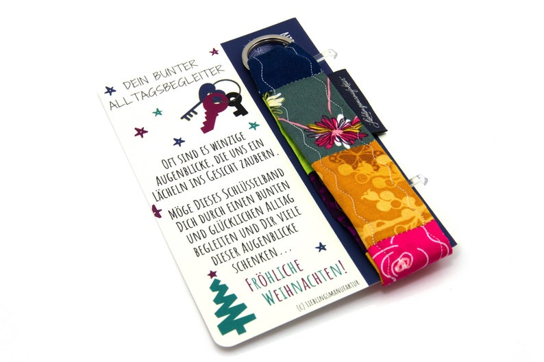 Persönliche Geschenkidee zu Weihnachten z.B. für die Kollegin, Erzieherin, etc. Farbenfroher Schlüsselanhänger als Weihnachtsgeschenk Pink-Gelb-Grün-Blau