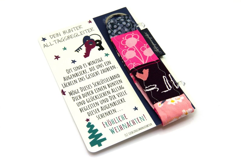 Persönliche Geschenkidee zu Weihnachten z.B. für die Kollegin, Erzieherin, etc. Farbenfroher Schlüsselanhänger als Weihnachtsgeschenk Pink-Rosa-Grau