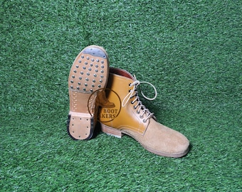Handgemachte Wildleder Stiefelette, Deutsche Stil Ledersohle, Hobnail Eisenabsatz