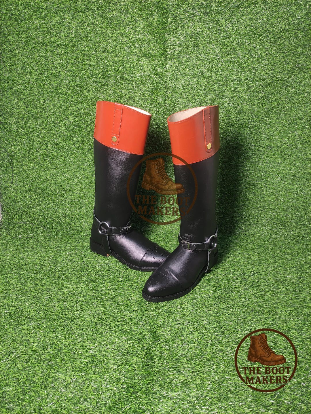 Handmade Riding Boots • Tall Leather Boots • Two-tone Black Brown ...
