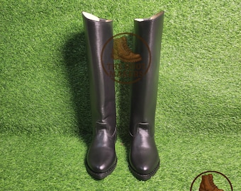 Handgefertigte Leder Hohe Stiefel Spitze Toe Mit Ledersohle Pull-On-Stil