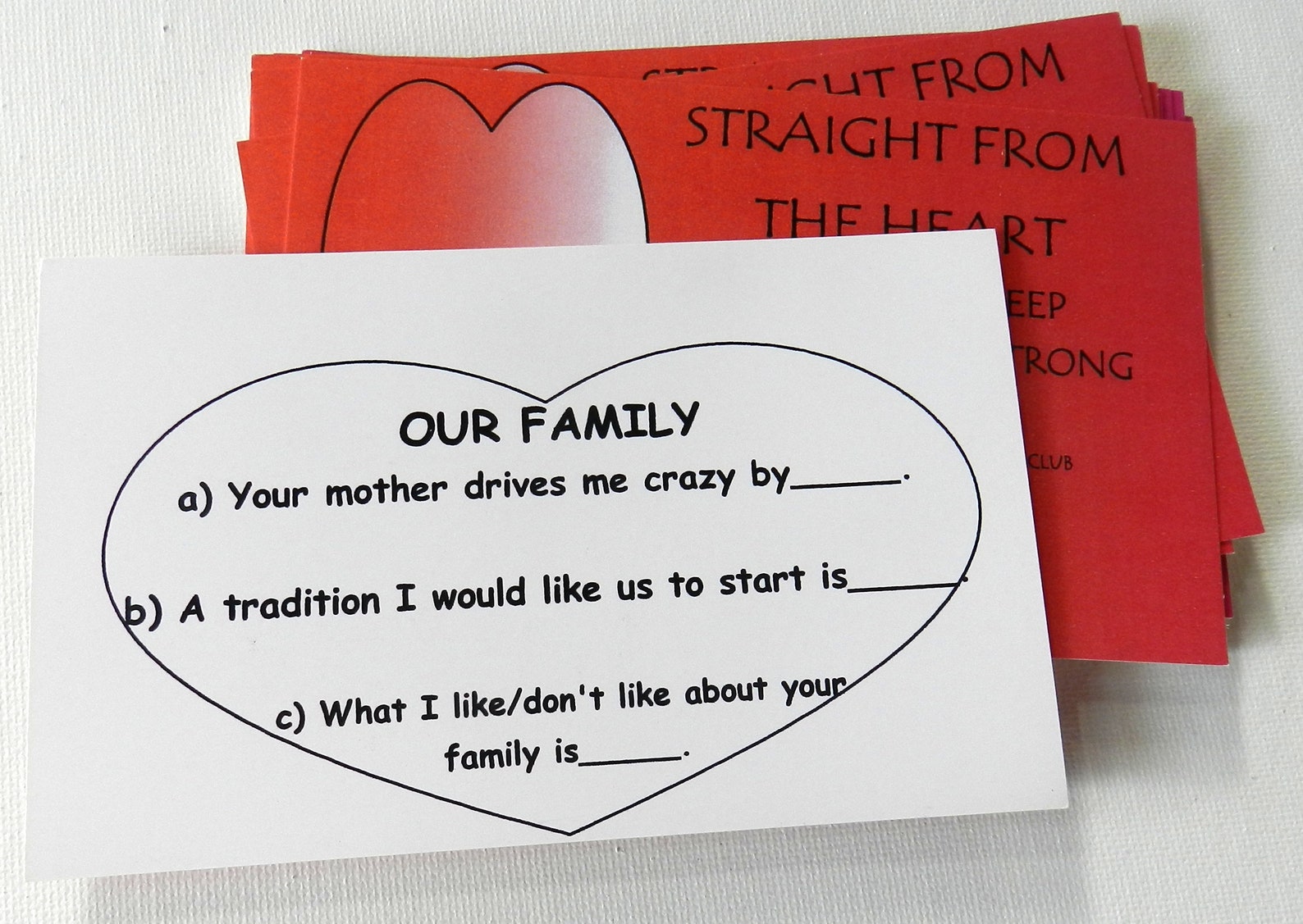 Card Game for Lovers. Straight From the Heart Etsy