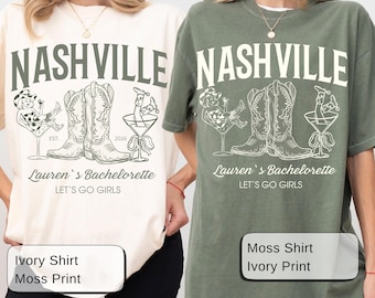 Custom Nashville Bachelorette T-Shirt, Western Cowgirl Bach Party Tee, Personalized Rodeo Bachelorette Shirt, Funny Nashville Bride Trip
