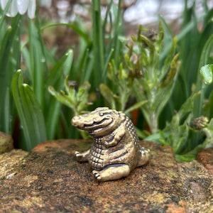 Fat Brass Crocodile - Solid Brass Animal Desk Decoration